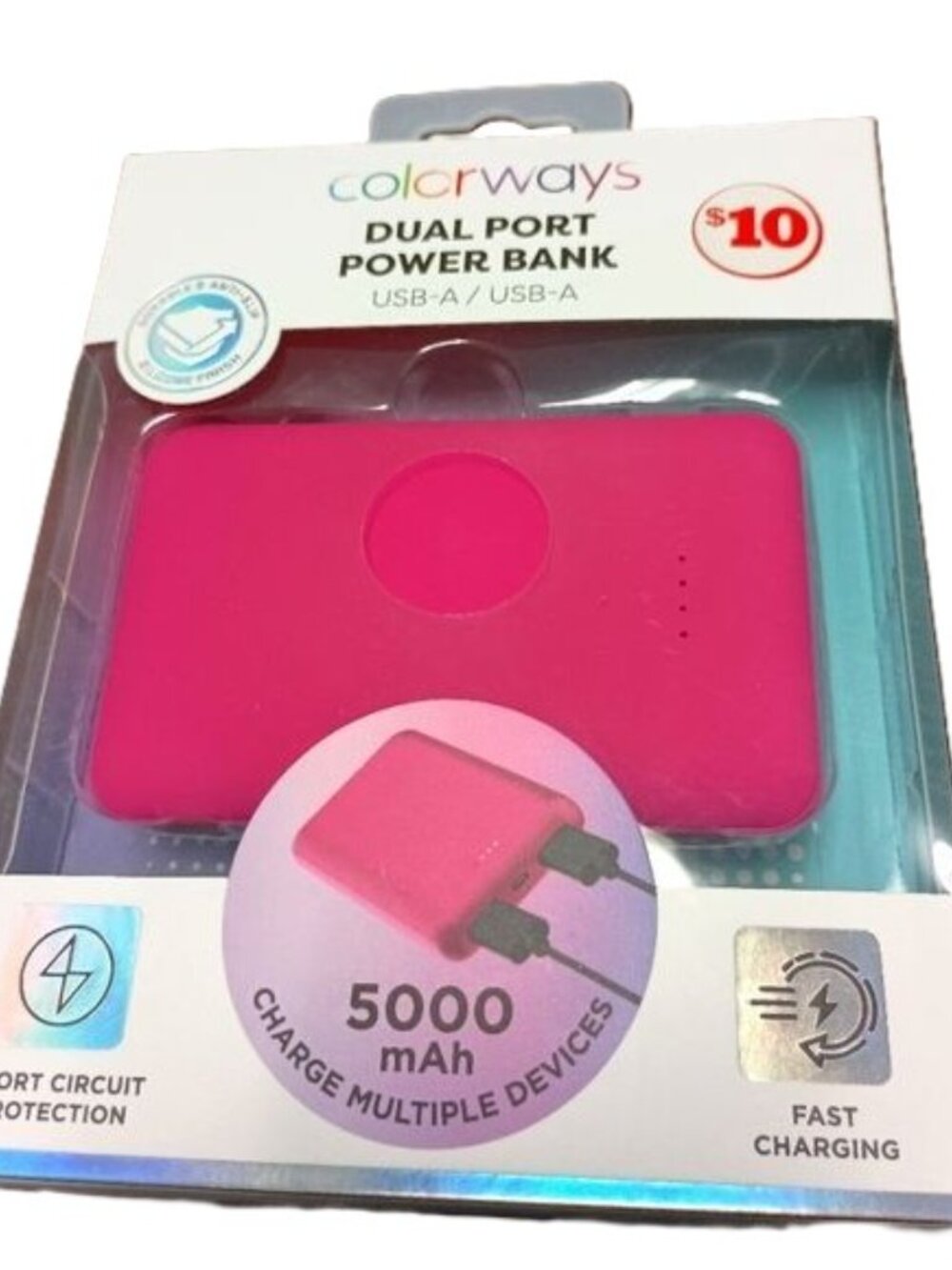 Colorways Pink Dual Port Power Bank Charger